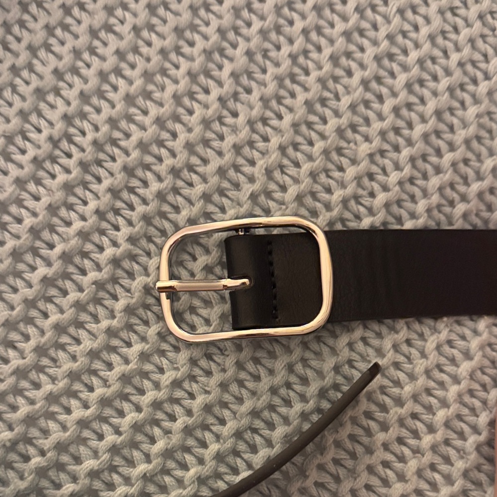 Brandy Melville Black Leather Belt with Silver Buckle